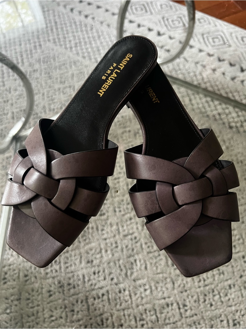New Saint Laurent Paris Tribute slide sandals size 36